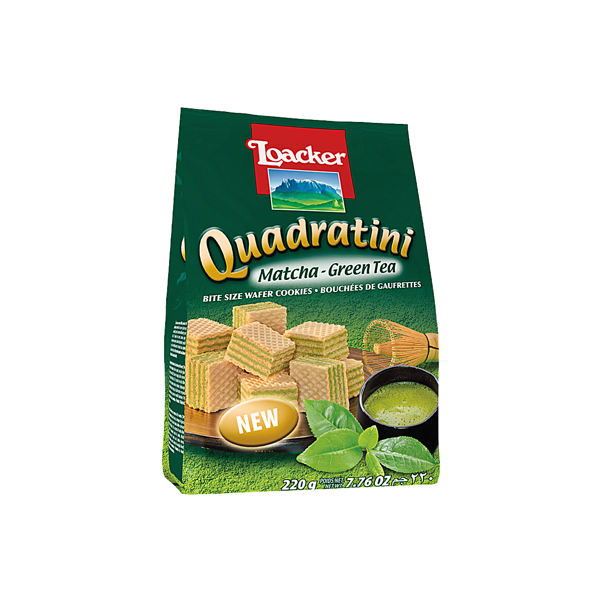 Italy - Loacker Quadratini Matcha Green Tea Bite-Size Wafer Cookies (220g)