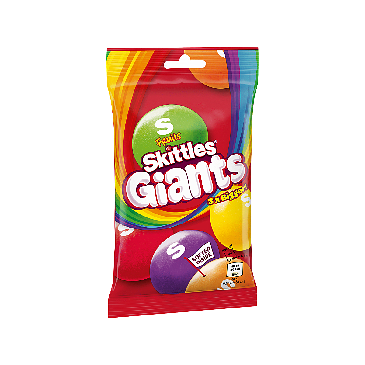 UK - Skittles Fruits Giants Chewy Candy (132g)