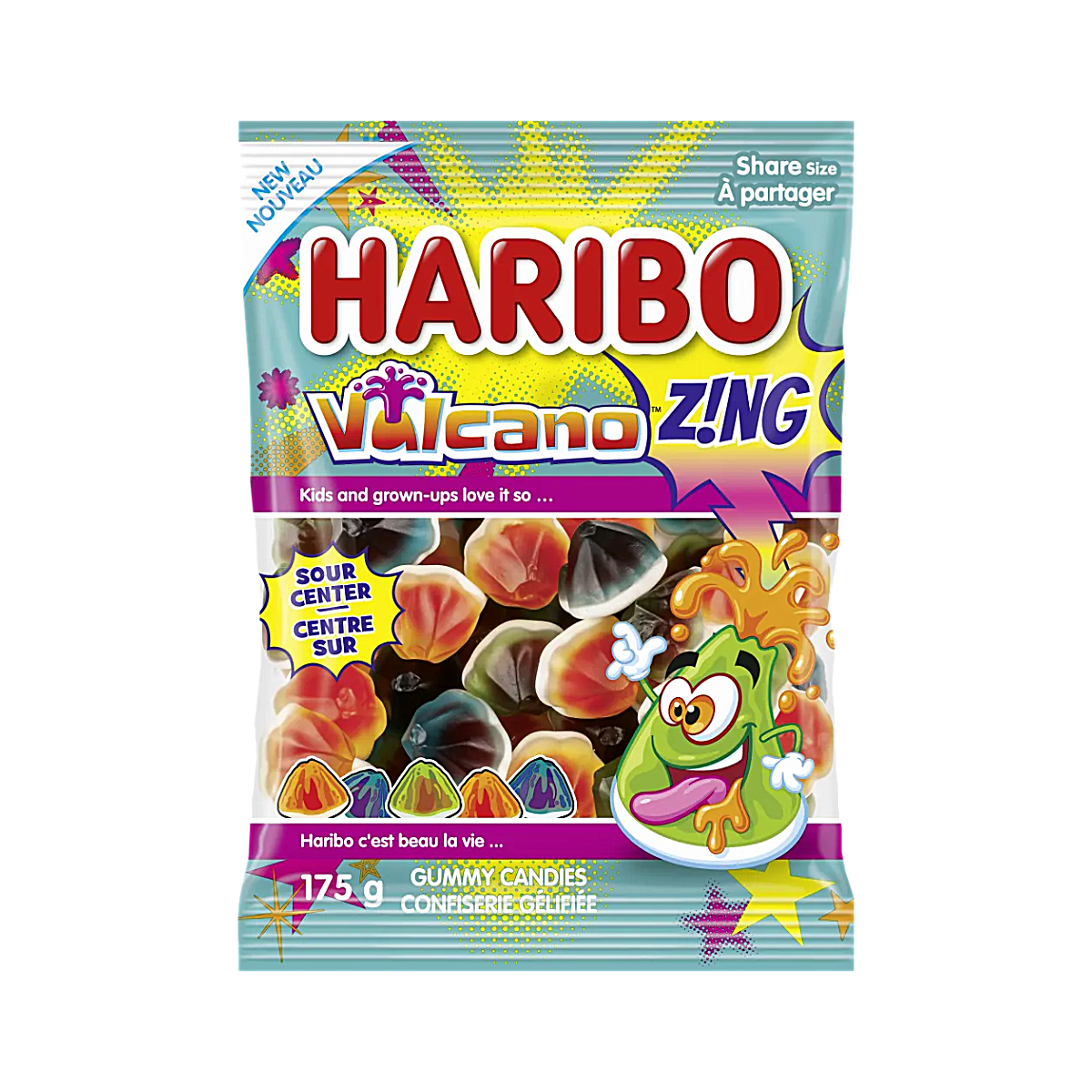 Haribo Z!NG Vulcano Sour Filled Gummy Candy (175g)