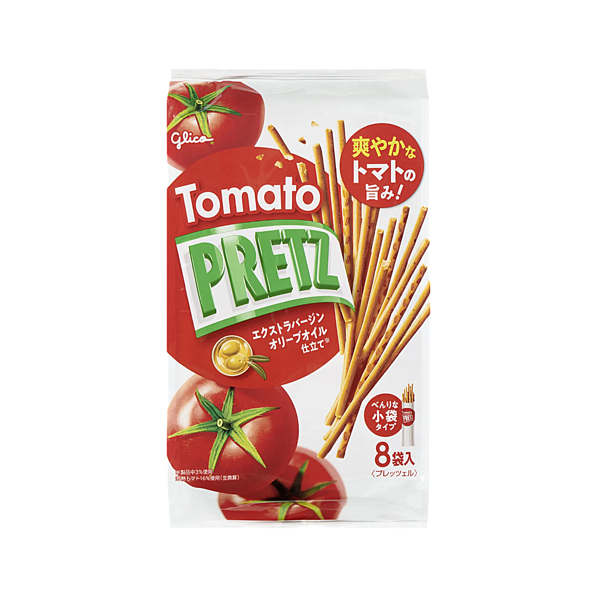 Japan - Glico Tomato Pretz Biscuit Cracker Sticks (8 Packs, 110g)