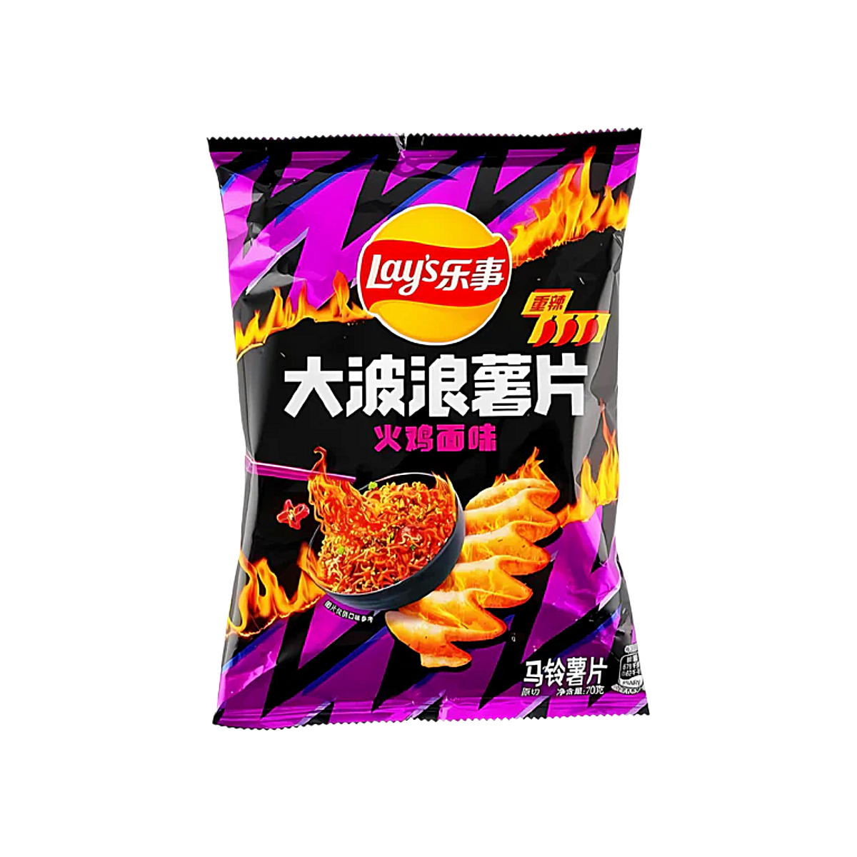 China - Wavy Potato Chips Hot Chicken Noodle Flavour (70g)