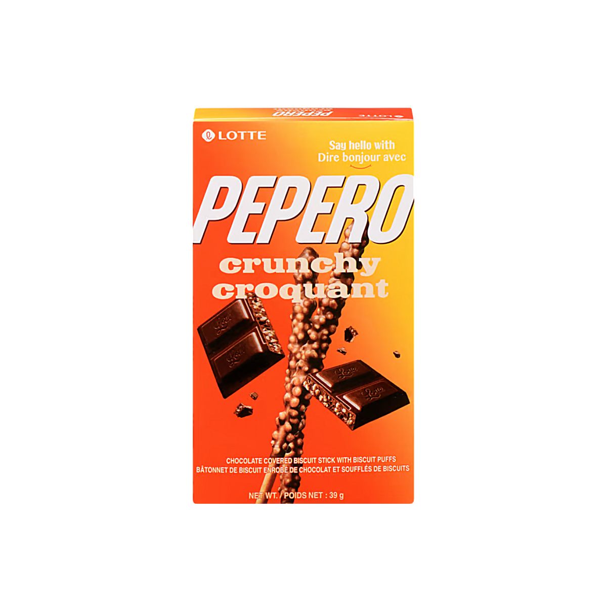 Korea - Lotte Pepero Chocolate Covered Biscuit Sticks with Biscuit Puffs (39g)