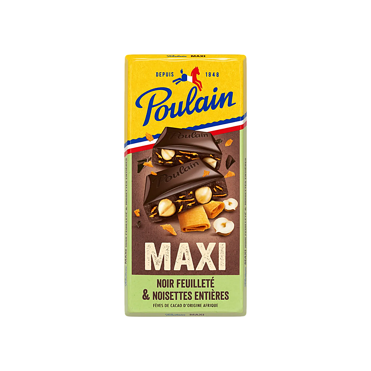 France - Poulain MAXI Dark Chocolate with Crispy Feuillete & Hazelnuts (190g)