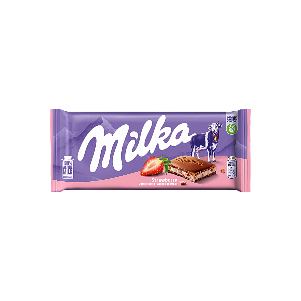 Poland - Milka Strawberry Milk Chocolate Bar with Strawberry Filling (100g)