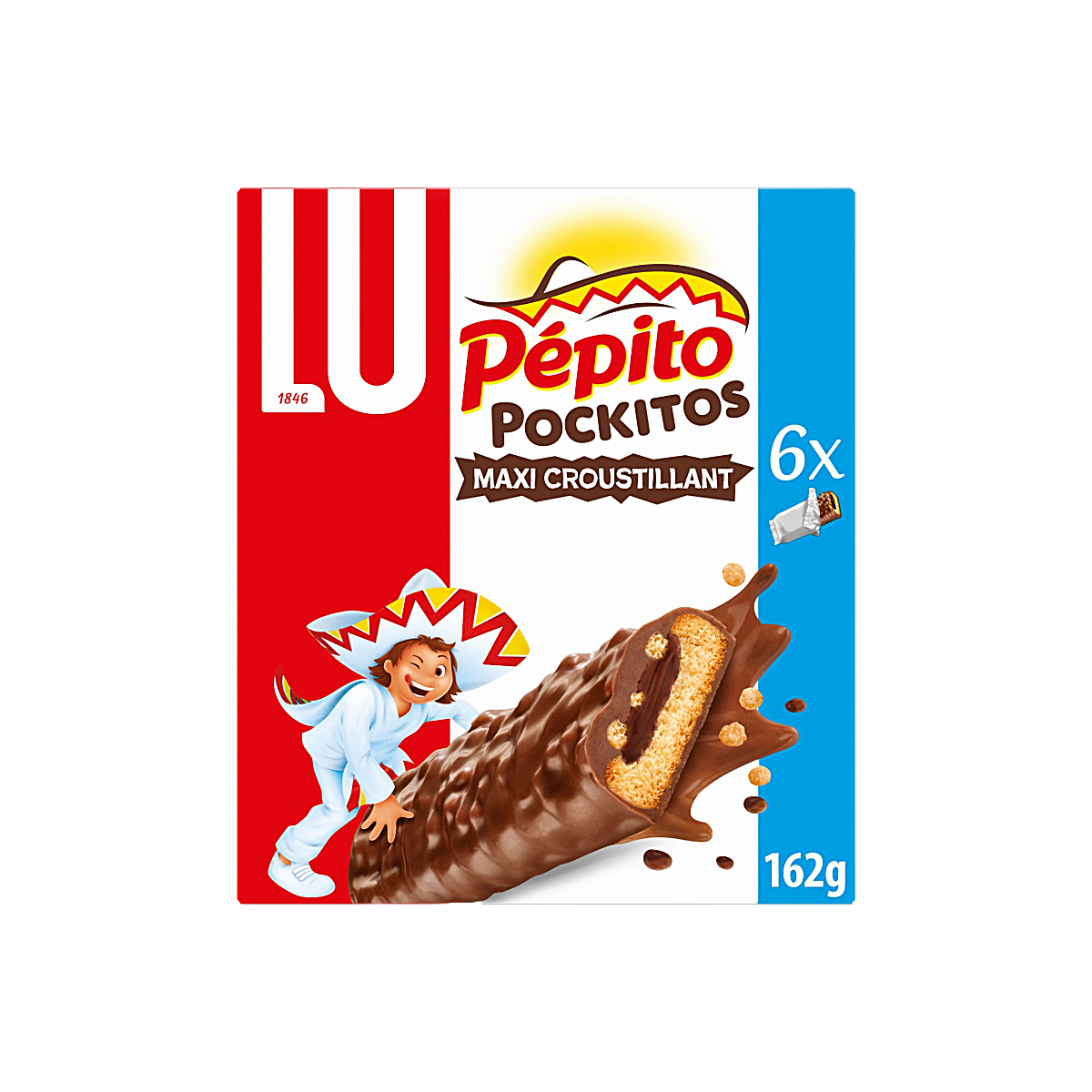 France - LU Pepito Pockitos Maxi Crunchy Chocolate Biscuits (162g)