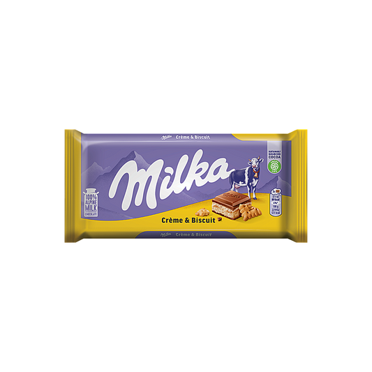 Romania - Milka Creme & Biscuit Alpine Milk Chocolate Bar (100g)