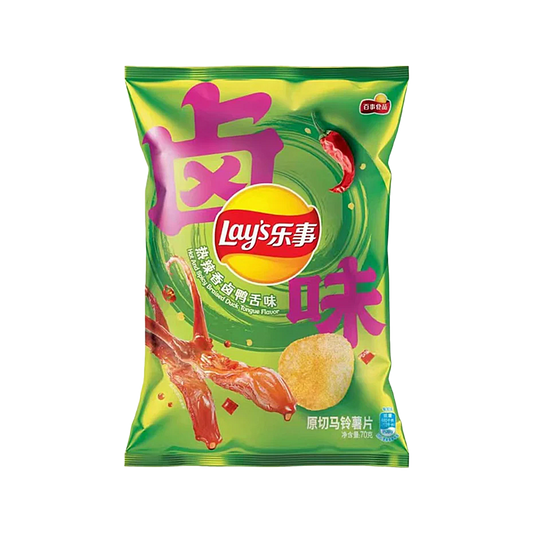 China - Lay's Hot And Spicy Braised Duck Tongue Flavour Chips (70g)
