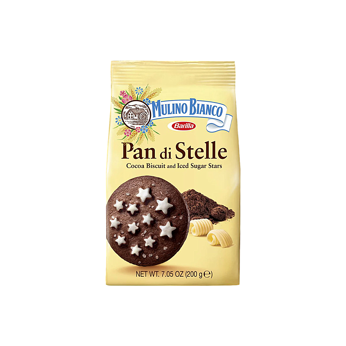 Italy - Mulino Bianco Pan di Stelle Cocoa Biscuits with Iced Sugar Stars (250g)
