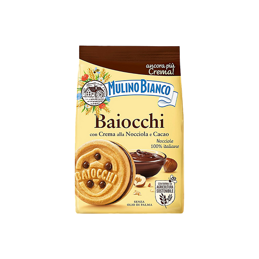 Italy - Mulino Bianco Baiocchi Biscuits with Hazelnut Cream and Cocoa (260g)
