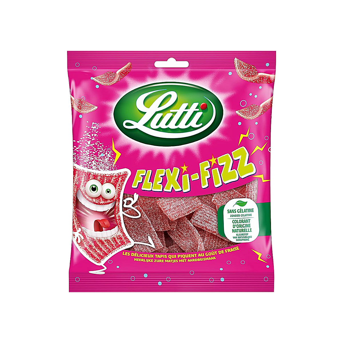 France - Lutti Flexi-Fizz Strawberry Carpet Fizz Candy (225g)