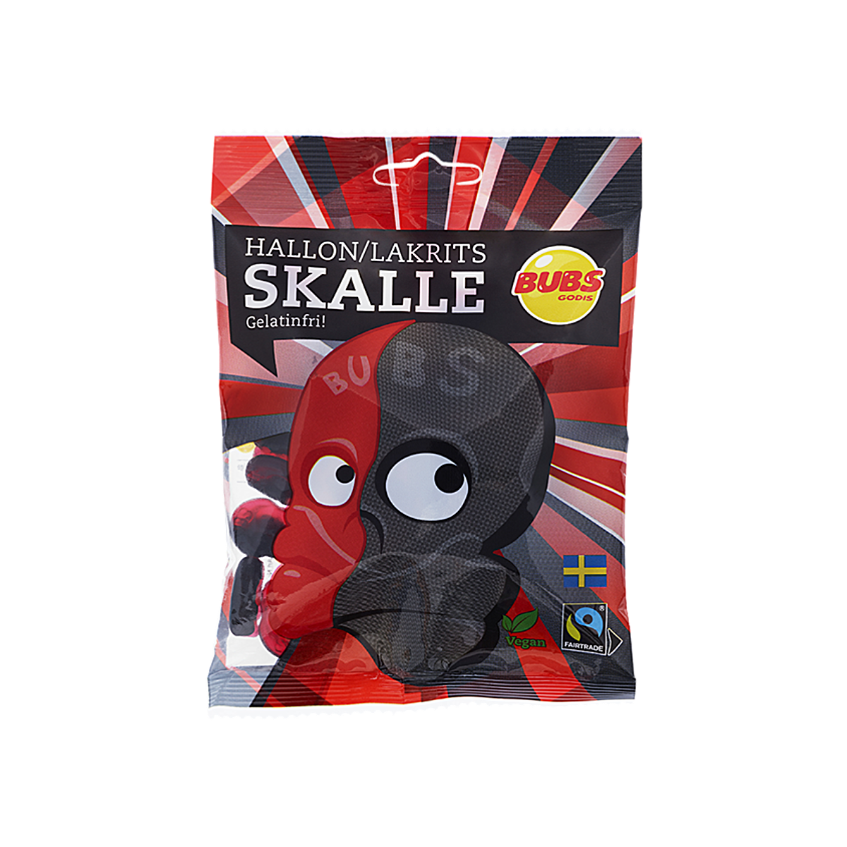 Sweden - Bubs Godis Raspberry & Licorice Skull Gummies (80g)