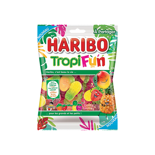 France Haribo TropiFun Tropical Fruit Gummies Candy (100g)