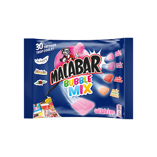 France - Malabar Bubble Mix 5 Flavours with 30 Temporary Tattoos (214g)