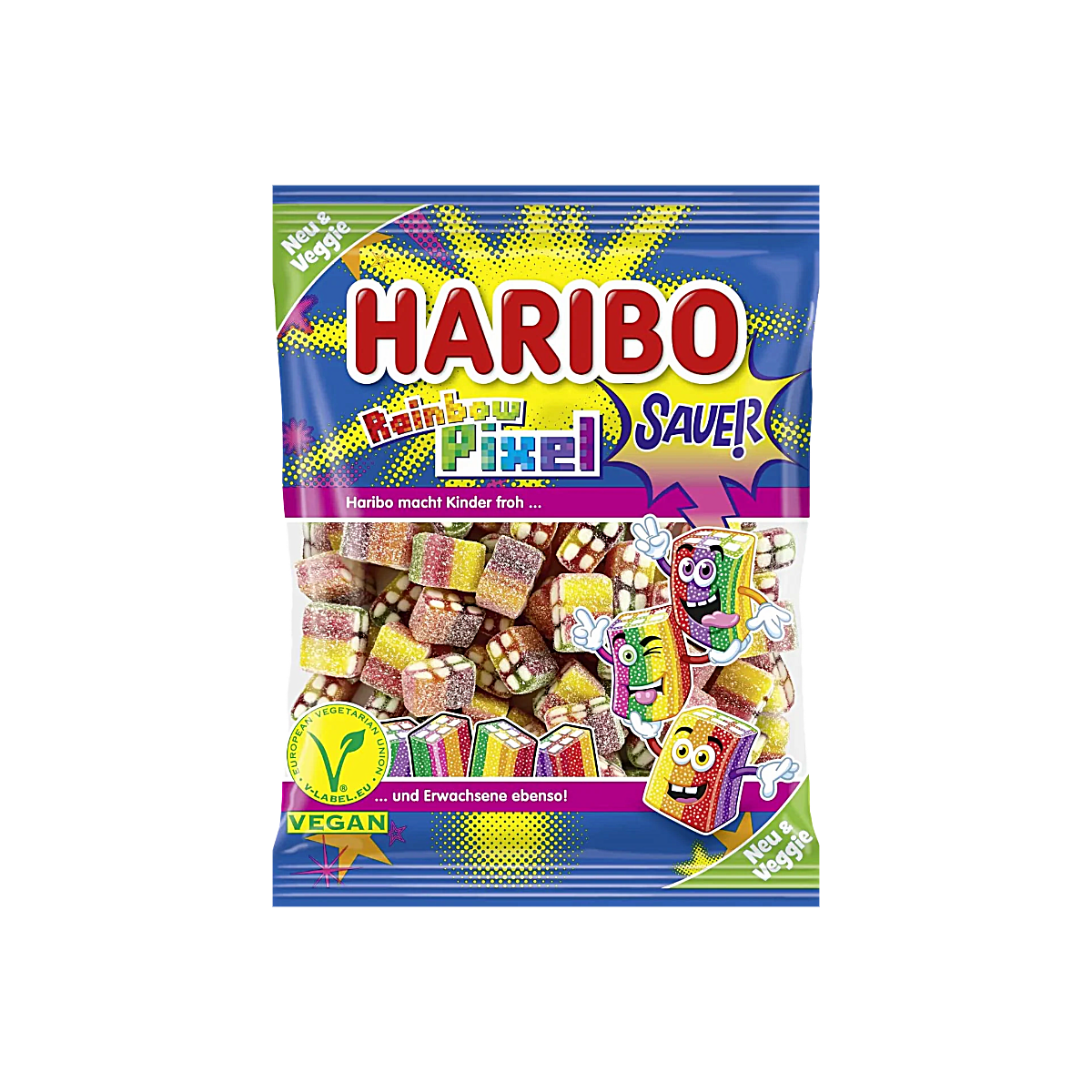 Germany - Haribo Rainbow Pixel Sour Fruit Gummy Candy (100g)