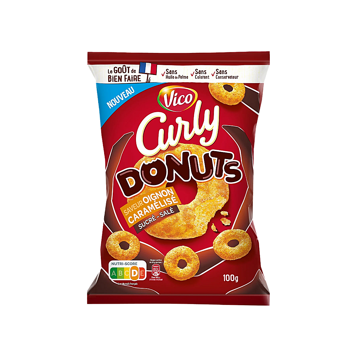 France - Vico Curly Donuts Caramelized Onion Flavour Corn Snack (100g)